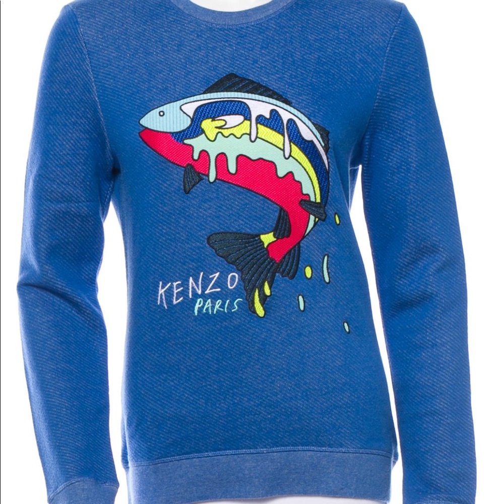 Embroidered Blue Kenzo Knit Sweater- Authentic